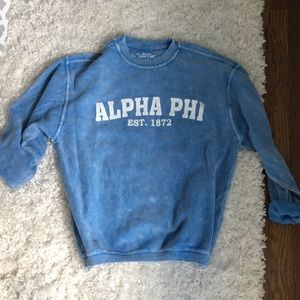 Alpha Phi corduroy crew neck sweatshirt